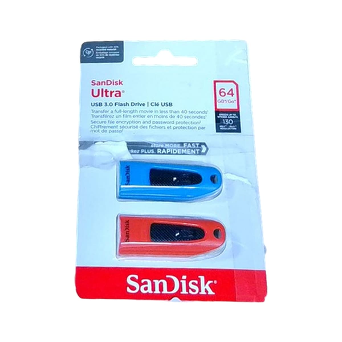 Pamięć USB Sandisk 64 GB Niebieski/Czerwony